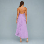 Vestido Feminino Longo Assimétrico Babados – Aurélie