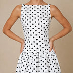 Vestido Feminino Longo Poá Preto e Branco – Camille