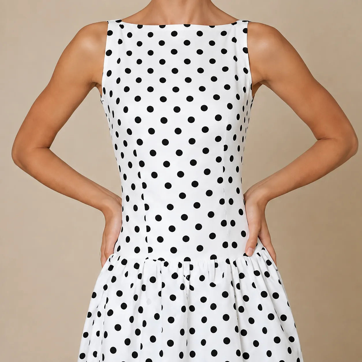 Vestido Feminino Longo Poá Preto e Branco – Camille