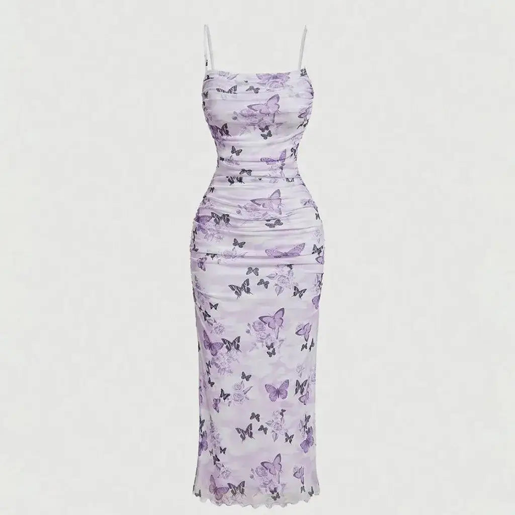 Vestido Midi Tule Estampado Elegante