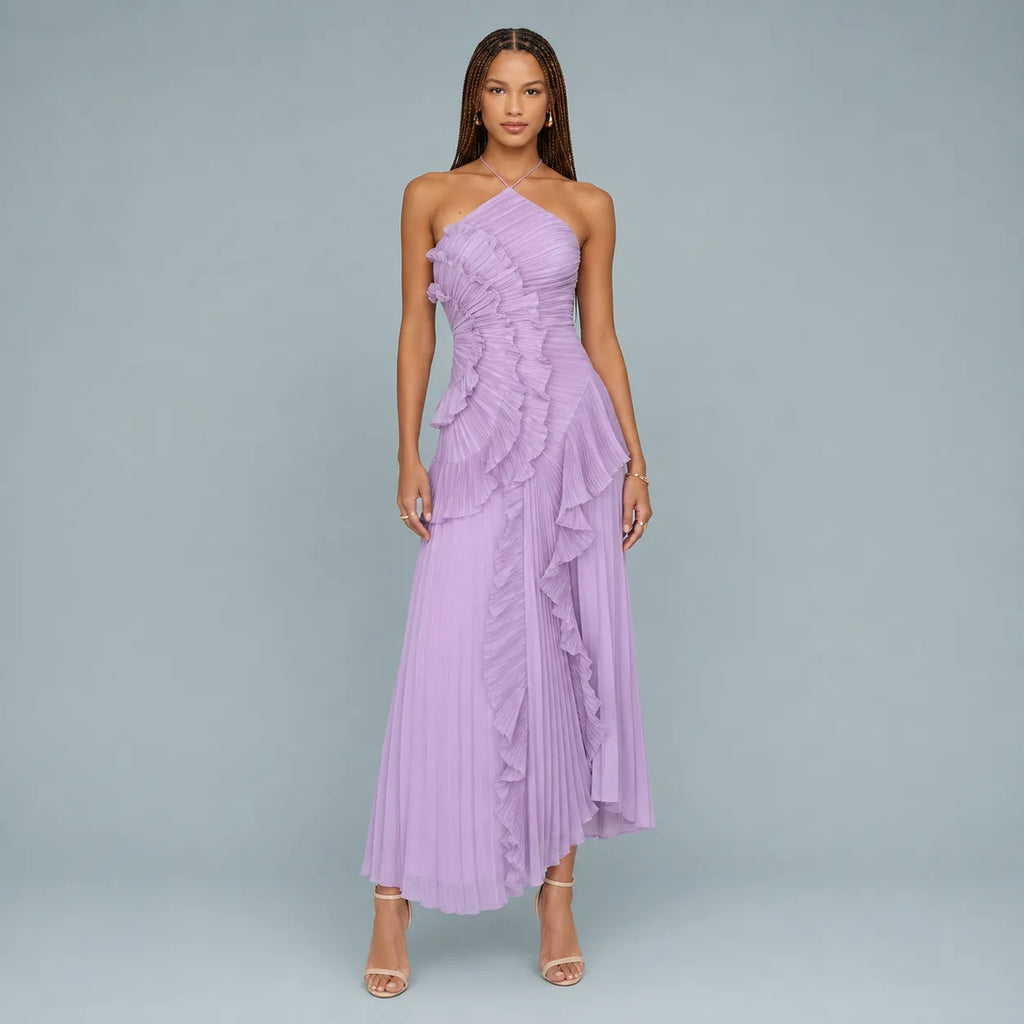 Vestido Feminino Longo Assimétrico Babados – Aurélie