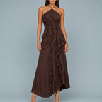 Vestido Feminino Longo Assimétrico Babados – Aurélie