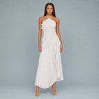 Vestido Feminino Longo Assimétrico Babados – Aurélie