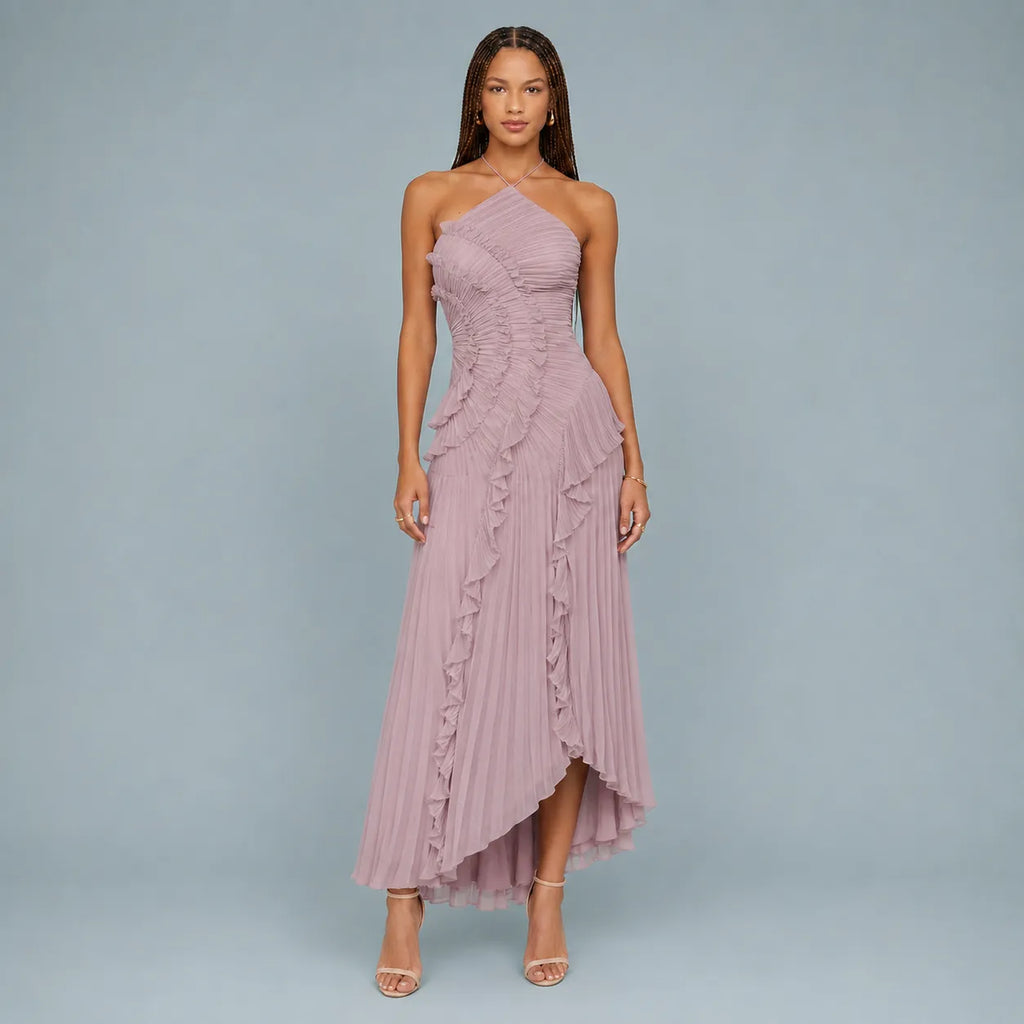 Vestido Feminino Longo Assimétrico Babados – Aurélie