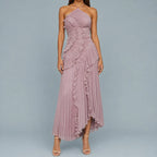 Vestido Feminino Longo Assimétrico Babados – Aurélie