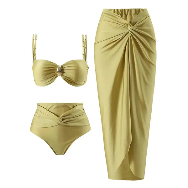 Biquíni Cintura Alta Saída de Praia Elegante Longa