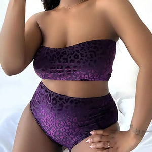 Biquíni Plus Size Cintura Alta Confortável Estampa Leopardo