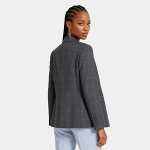 Blazer alfaiataria feminino cinza com modelagem elegante premium