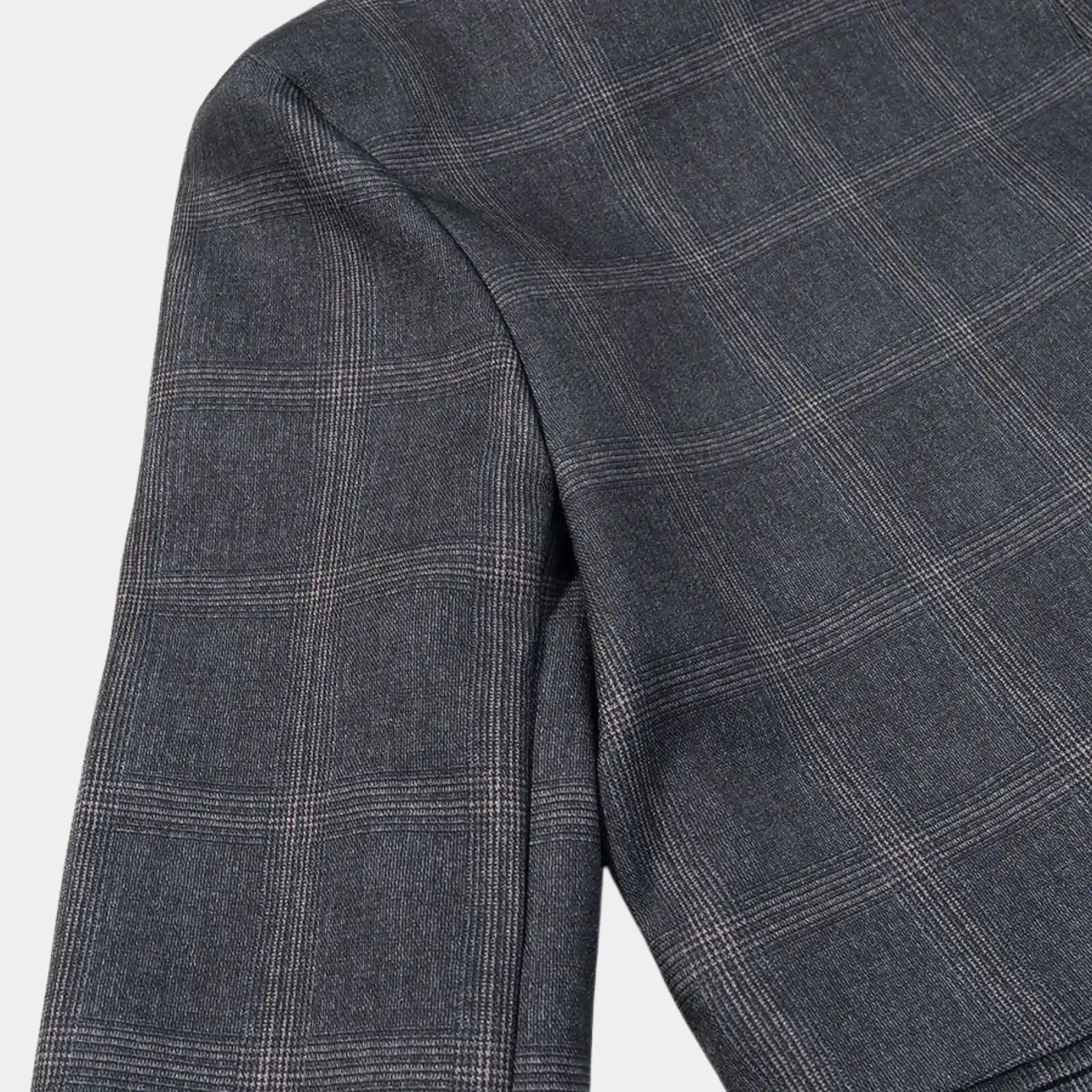 Blazer feminino premium com tecido xadrez clássico e elegante