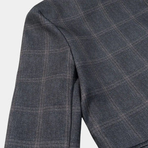 Blazer feminino premium com tecido xadrez clássico e elegante