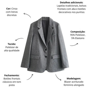 Blazer Feminino Alongado Cinza Soraya