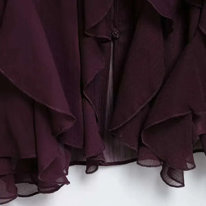 Blusa Boho Manga Longa Chiffon Babado