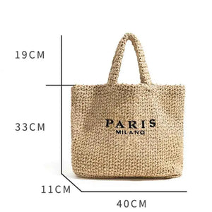 Bolsa de Palha de Praia Feminina Grande Modelo Paris