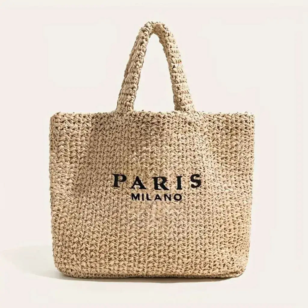Bolsa de Palha de Praia Feminina Grande Modelo Paris
