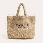 Bolsa de Palha de Praia Feminina Grande Modelo Paris