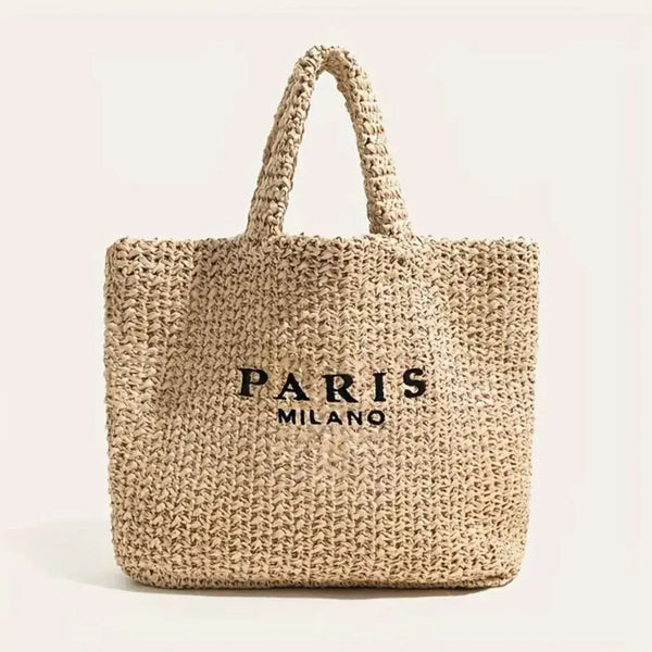 Bolsa de Palha de Praia Feminina Grande Modelo Paris