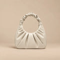 Bolsa Hobo Meia Lua Feminina Pequena de Mão Plissada Alça Franzida