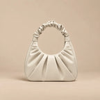 Bolsa Hobo Meia Lua Feminina Pequena de Mão Plissada Alça Franzida