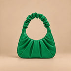 Bolsa Hobo Meia Lua Feminina Pequena de Mão Plissada Alça Franzida