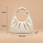 Bolsa Hobo Meia Lua Feminina Pequena de Mão Plissada Alça Franzida