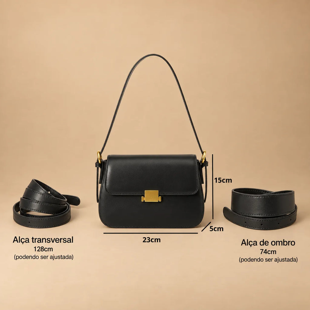 Bolsa de Ombro Feminina em Couro Legítimo - Beaune