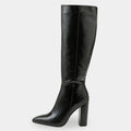 Bota Cano Alto Feminina Croco Preta Salto Bloco Firenze com bico fino e acabamento sofisticado