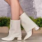Bota Cano Médio Bico Fino Branca