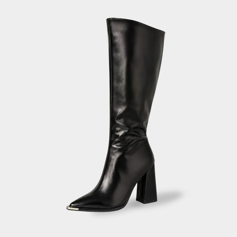Bota Feminina Cano Alto Bico Fino Salto Bloco – Vivienne