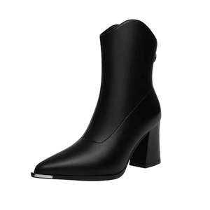 Bota Feminina Cano Curto Preto Couro