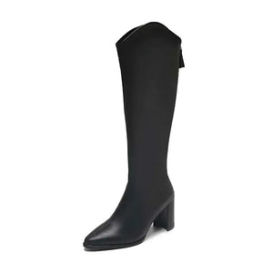 Bota Feminina Cano Longo Salto Grosso Preto