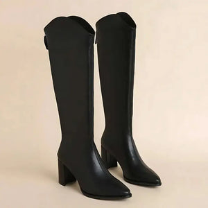 Bota Feminina Cano Longo Salto Grosso Preto