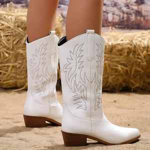 Bota Feminina Texana Branca Western