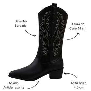 Bota Feminina Texana Preta Western