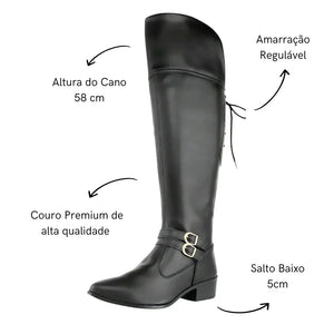 Bota Over The Knee Sem Salto Preta