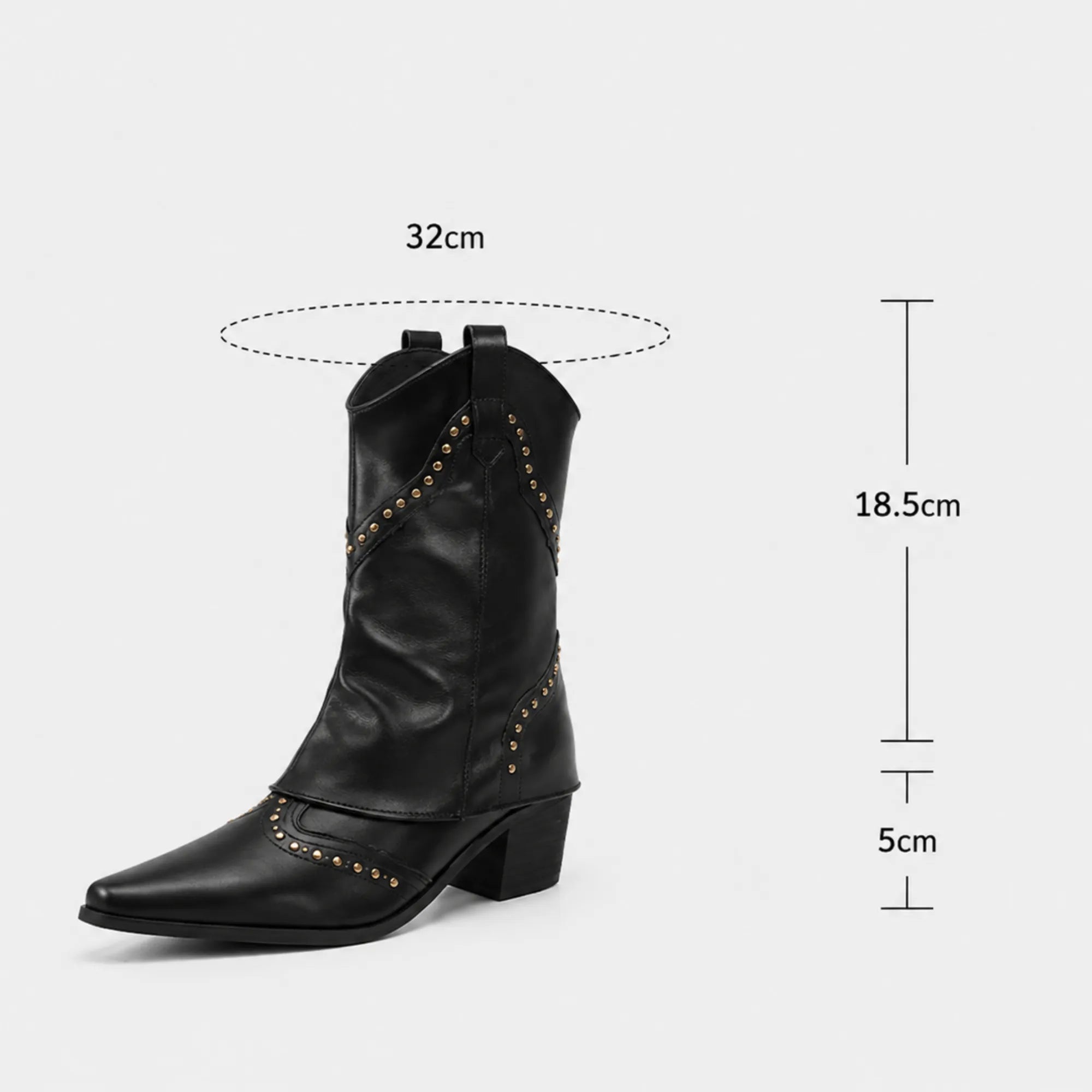 Bota Texana Feminina Preta com Tachas Denver calçada nos pés destacando design western elegante e confortável