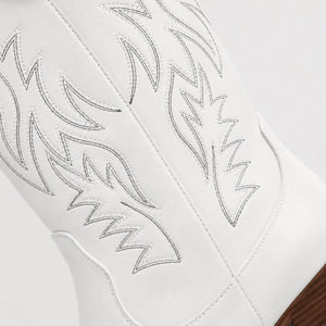 Bota texana feminina branca cano médio confortável para looks country e fashion