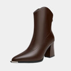 Bota Feminina Cano Curto Marrom Couro