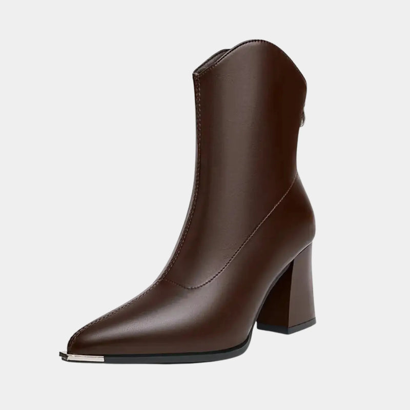 Bota Feminina Cano Curto Marrom Couro