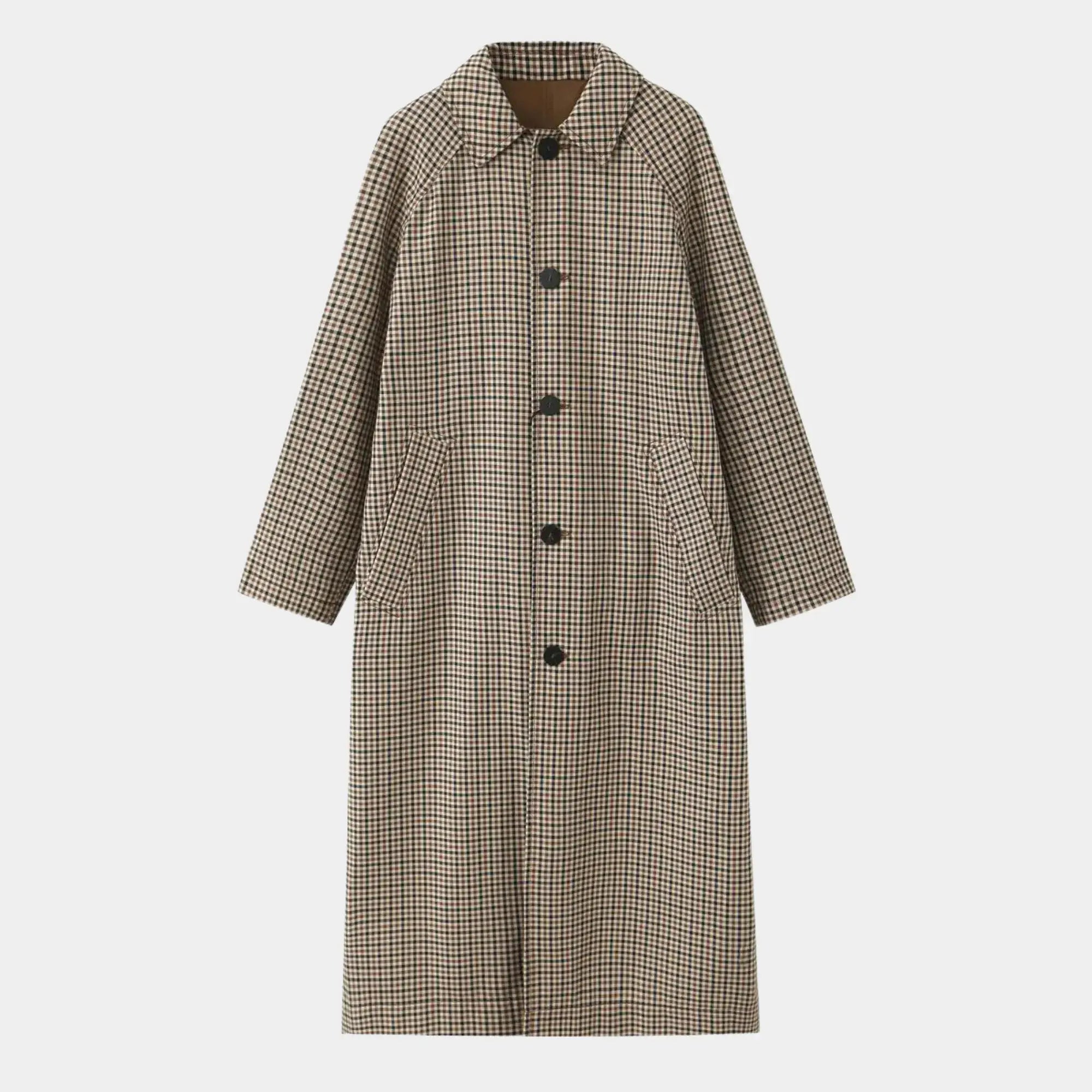 Casaco feminino longo dupla face marrom elegante
