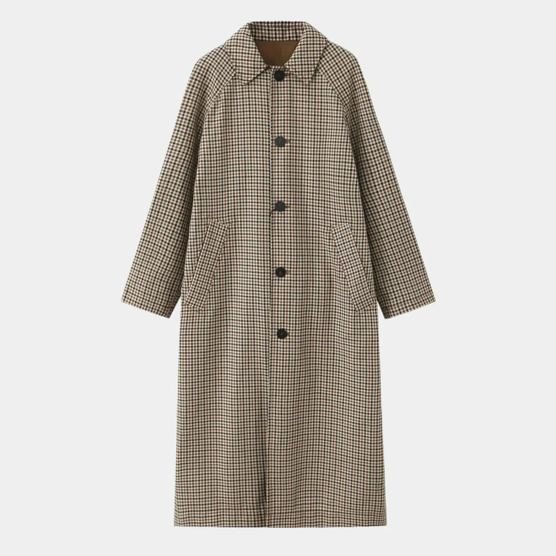 Casaco Feminino Longo Xadrez Dupla Face - London