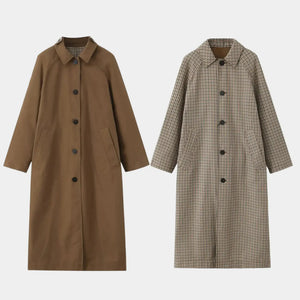 Casaco feminino longo dupla face com modelagem elegante