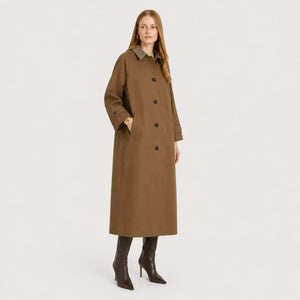 Casaco feminino longo reversível xadrez elegante
