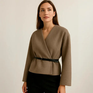 Casaco Lã Batida Feminino com Cinto 