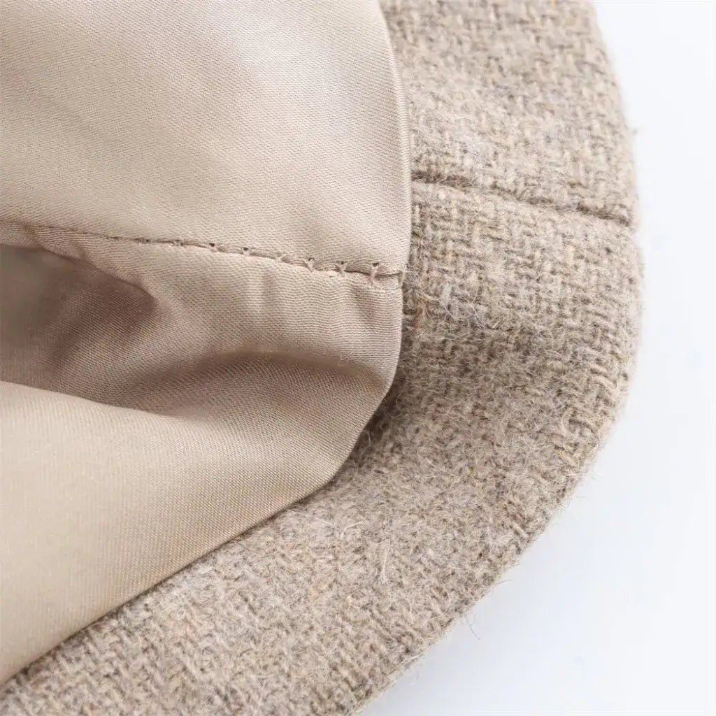 Casaco feminino lã batida bege look sofisticado para dias frios