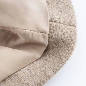 Casaco feminino lã batida bege look sofisticado para dias frios