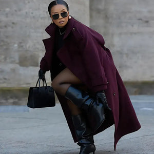 Casaco Longo Feminino Vinho Velvet