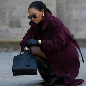 Casaco Longo Feminino Vinho Velvet