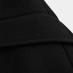 Textura encorpada da manga em casaco feminino preto elegante de inverno com lã batida premium