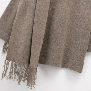 Casaco de Lã Feminino com Cachecol