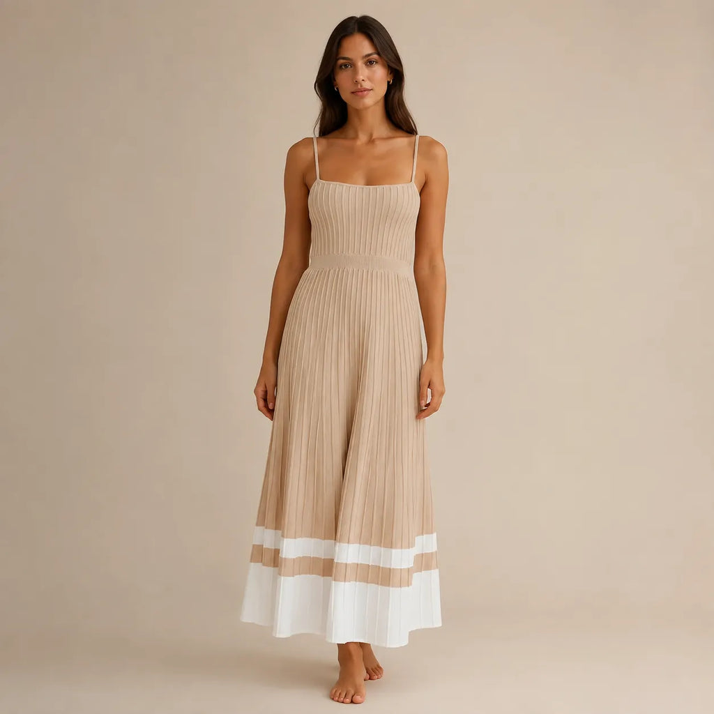 Vestido Feminino Midi Plissado Alça Fina – Ivy